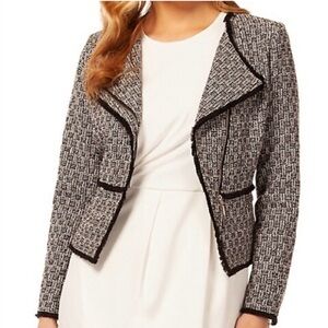 DEX The Suit Shop NY Tweed Textured Blazer‎ Black and White Sz M NWOT Chic Work